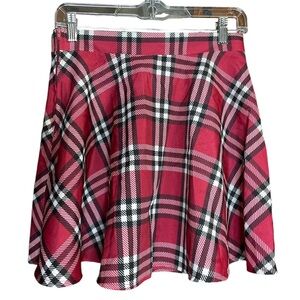 Modern Hero Red, Black, & White Plaid Mini Skirt